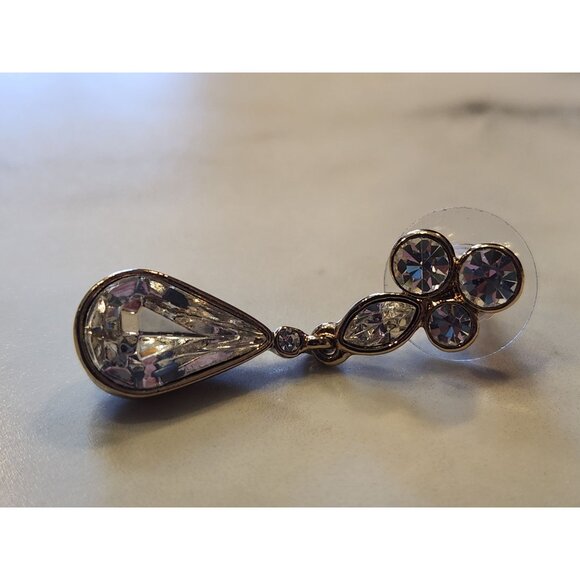 Napier Gold-Tone Drop Earrings With Clear Crystals For Women - Picture 4 of 5